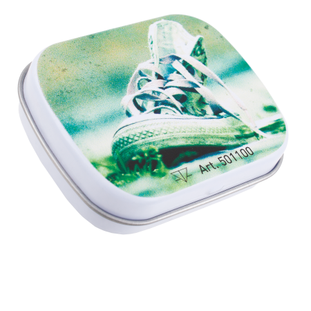 Scharnierblechdose mit ca. 25 gr. Minties DIGITALDRUCK