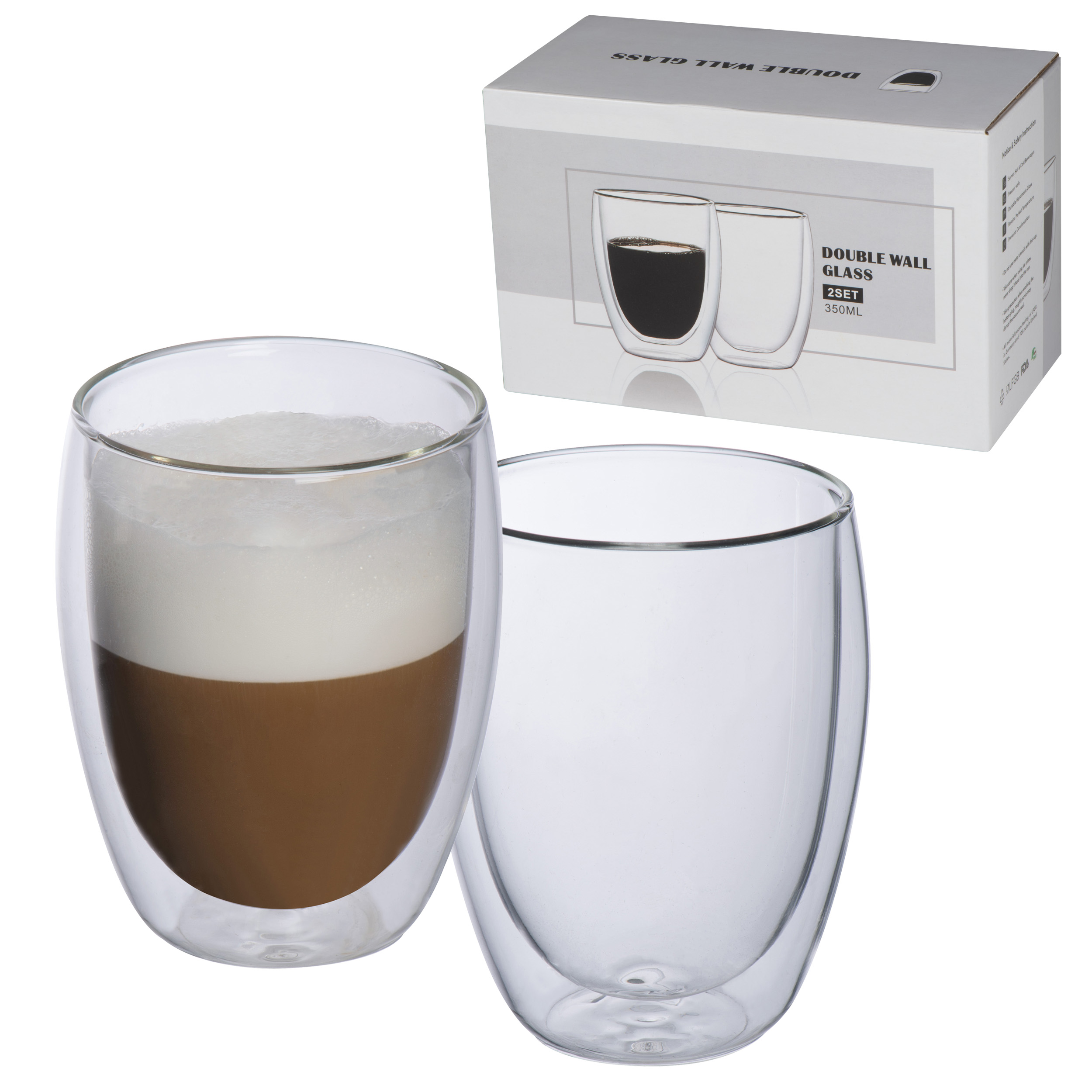 2er Set doppelwandige Cappucinotassen, 2 x 350 ml