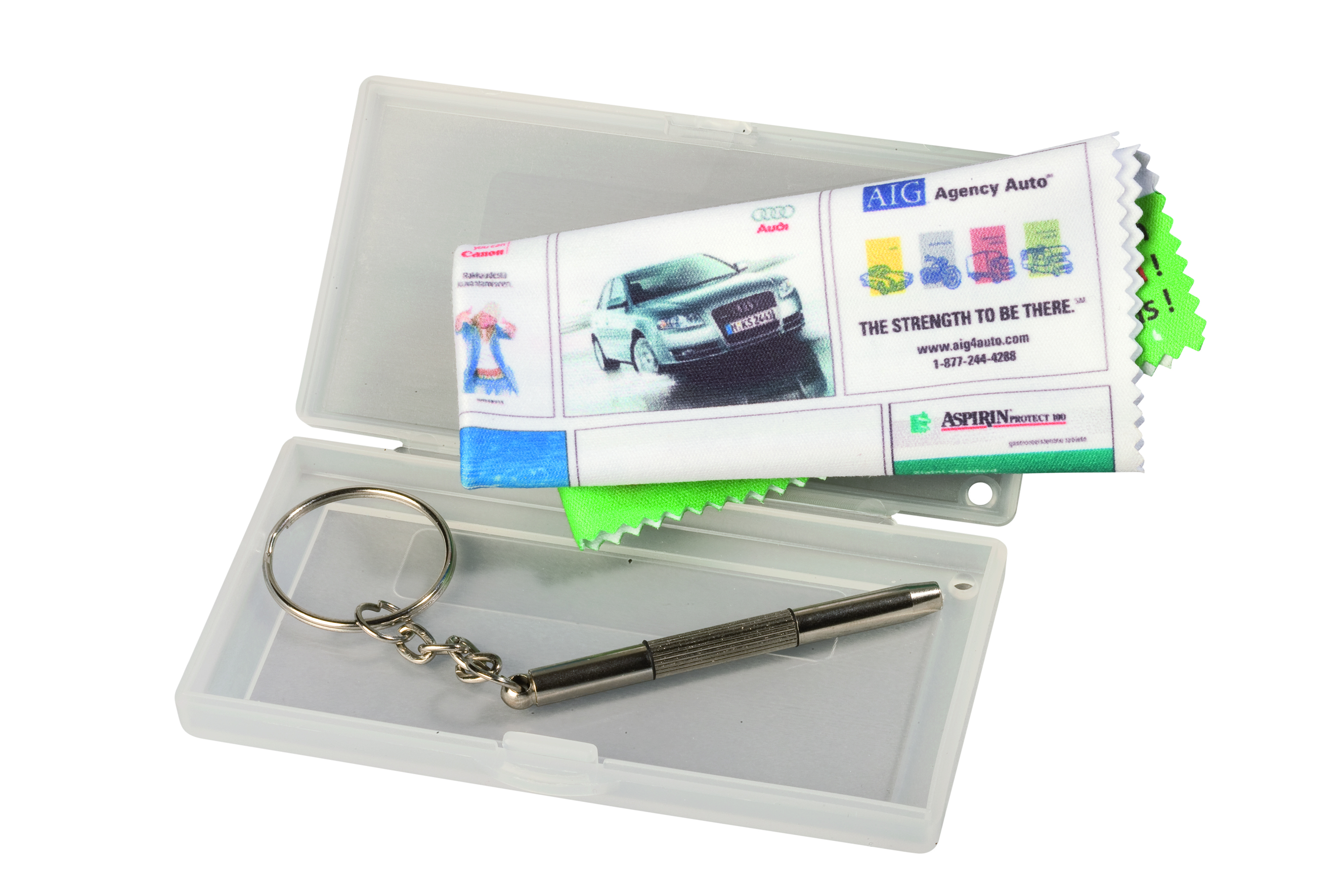 Einzelverpackung für Mikrofasertücher Hartplastikschachtel mit Schraubenzieher