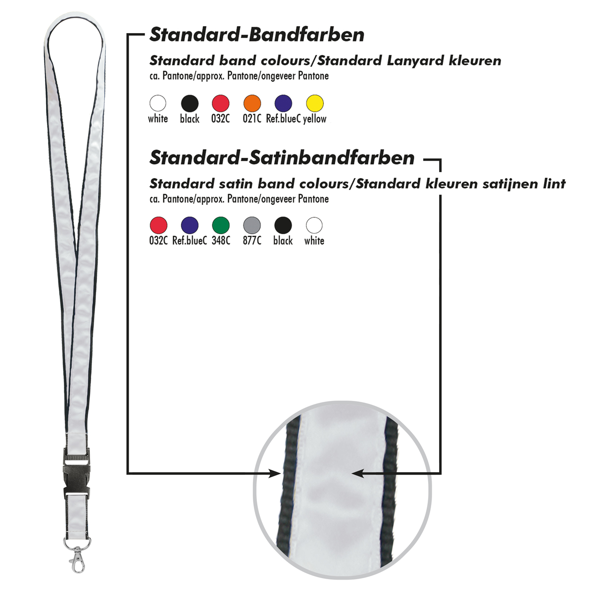Schlüsselband/Lanyard Satin, Bandbreite 20 mm