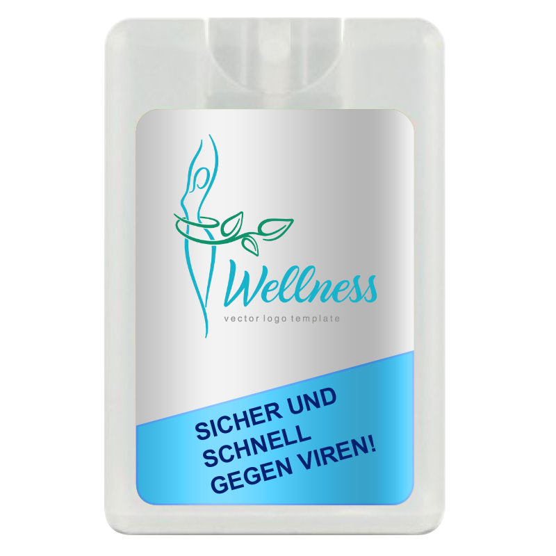 Desinfektionsspray in Scheckkartenformat 20ml mit eigenem Logo bedrucken