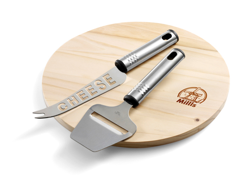 Käsebrett aus Holz/Edelstahl Clementine