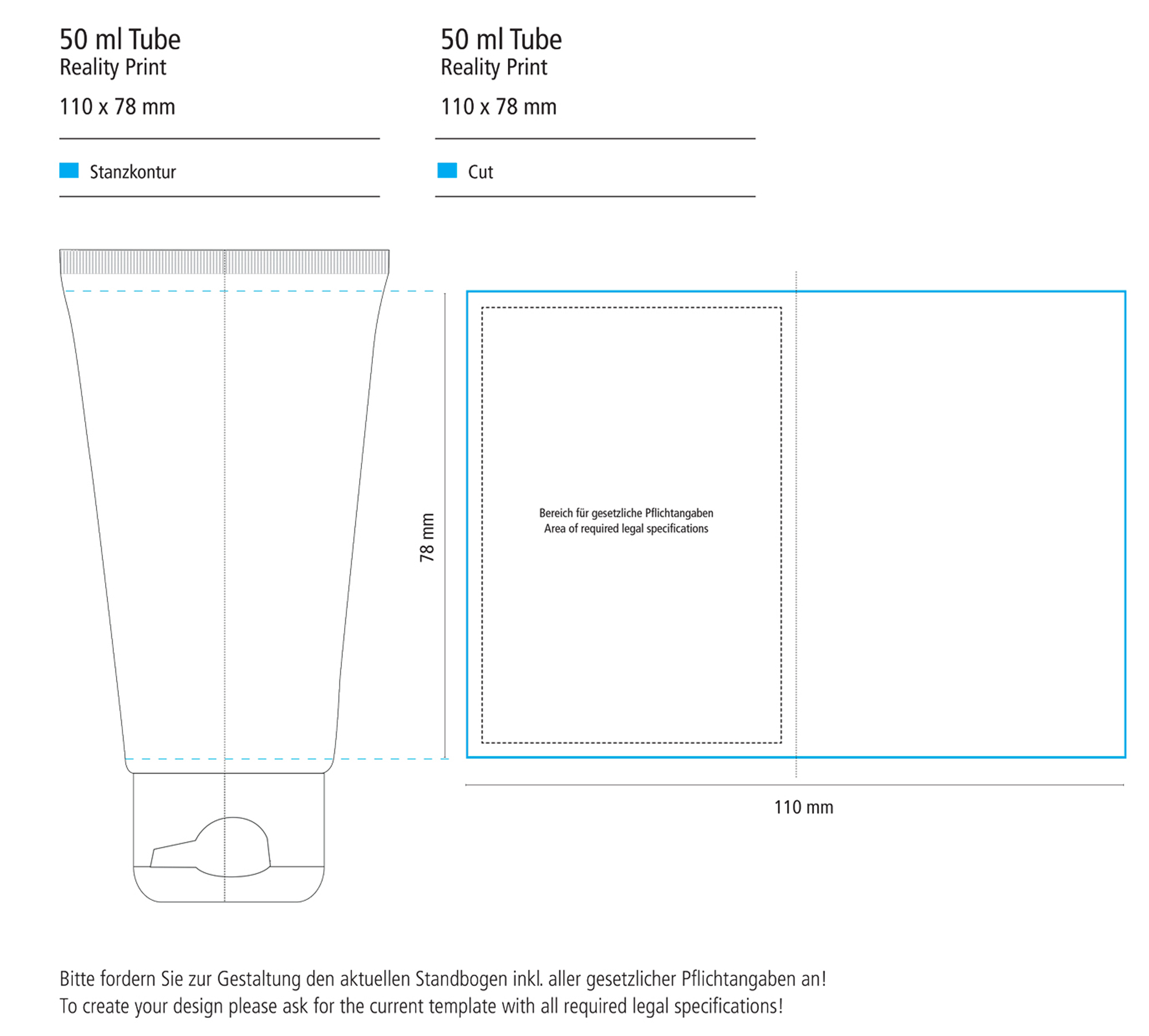 50 ml Tube mit Klappdeckel. kristallklar - Handreinigungsgel antibakteriell - RealityPrint