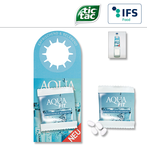 Promo-Flaschenanhänger mit Ahoj Brause Pulver-Tütchen