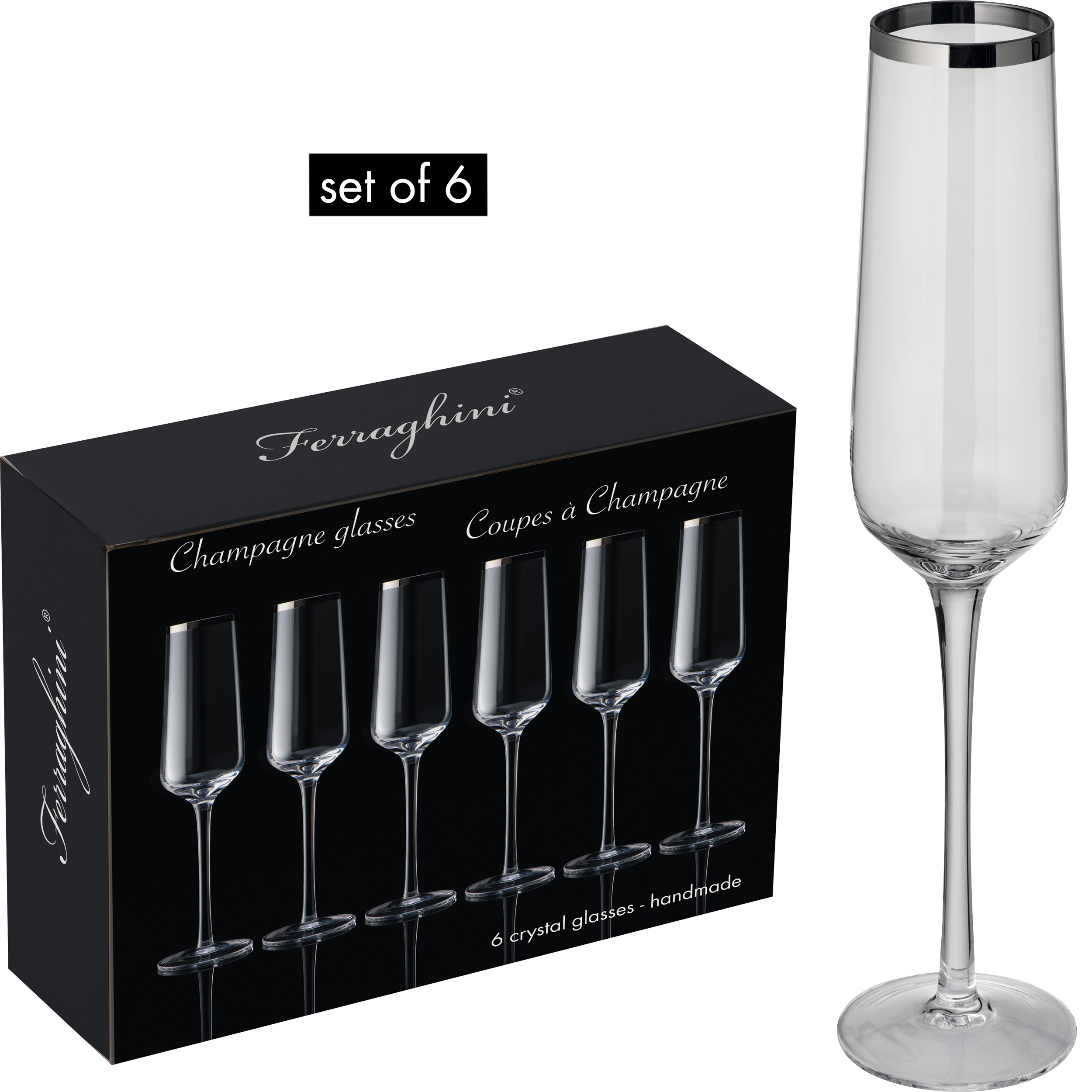 Set aus 6 Champagnergläsern