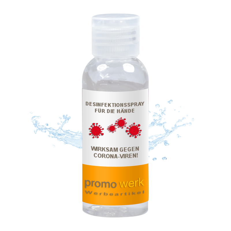 Desinfektionsmittel 50ml für Unterwegs als Gel - Mit eigenem Logo