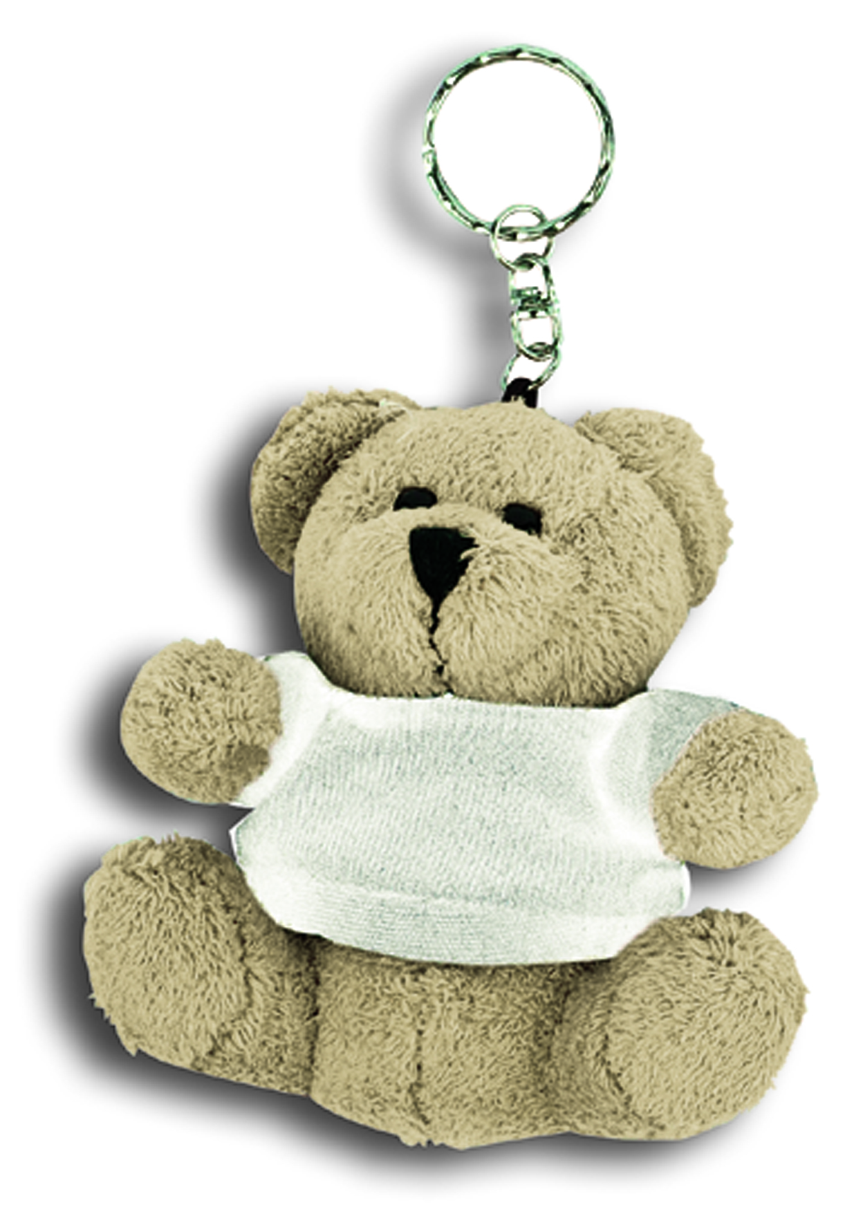 Plüschbär angezogen mit T-Shirt und Schlüsselkette