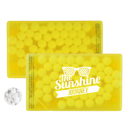 Mintdispenser Kreditkarte mit ca. 8 gr. Minties mit Zutatenaufkleber TAMPONDRUCK