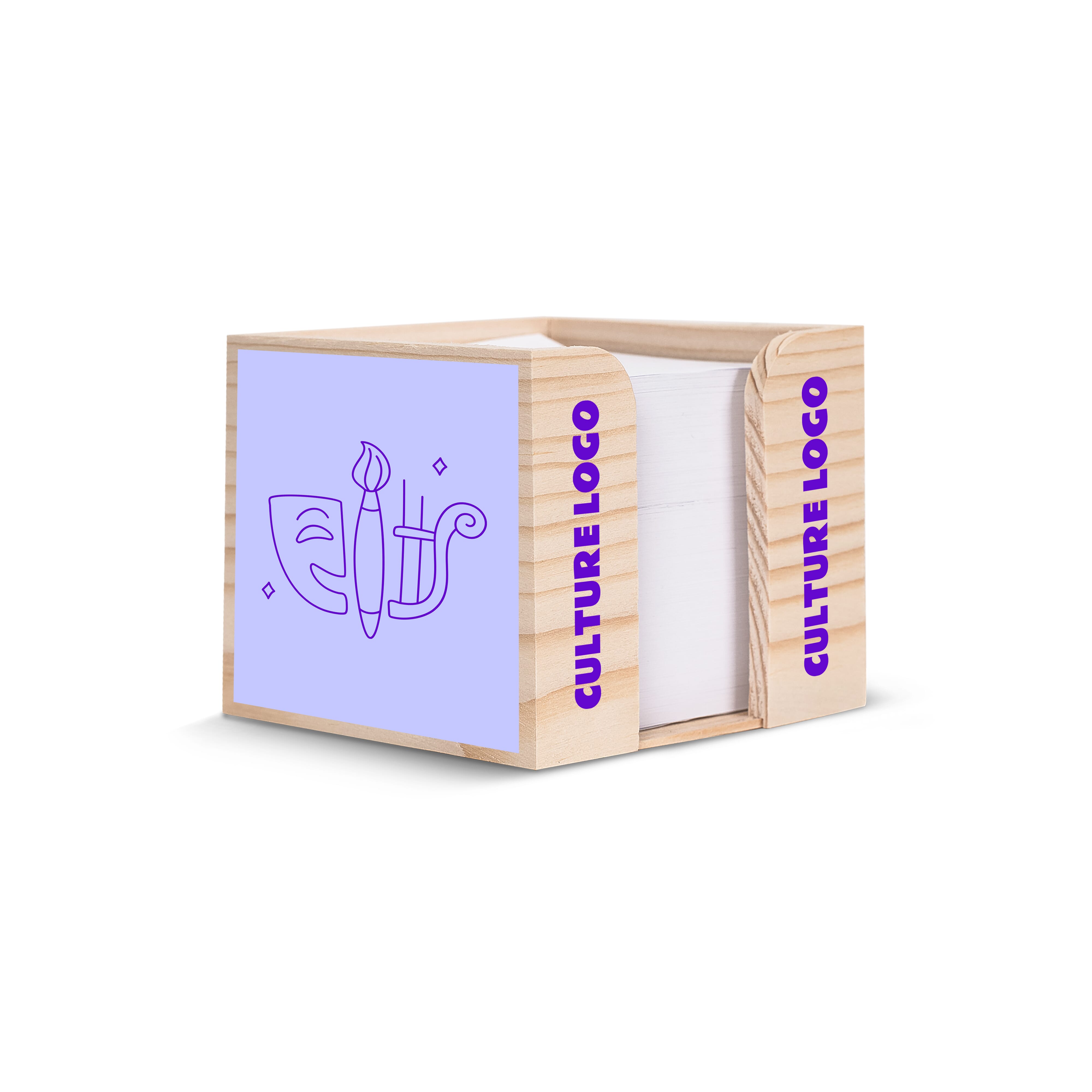 Zettelblock aus Holz, recycelt 10x10x8.5cm