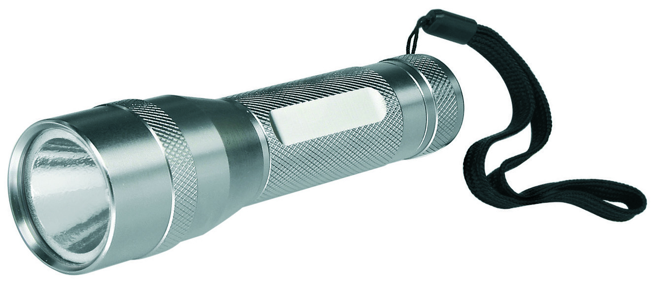 Metmaxx® LED MegaBeam Taschenlampe "Safe2GoEvo" silber