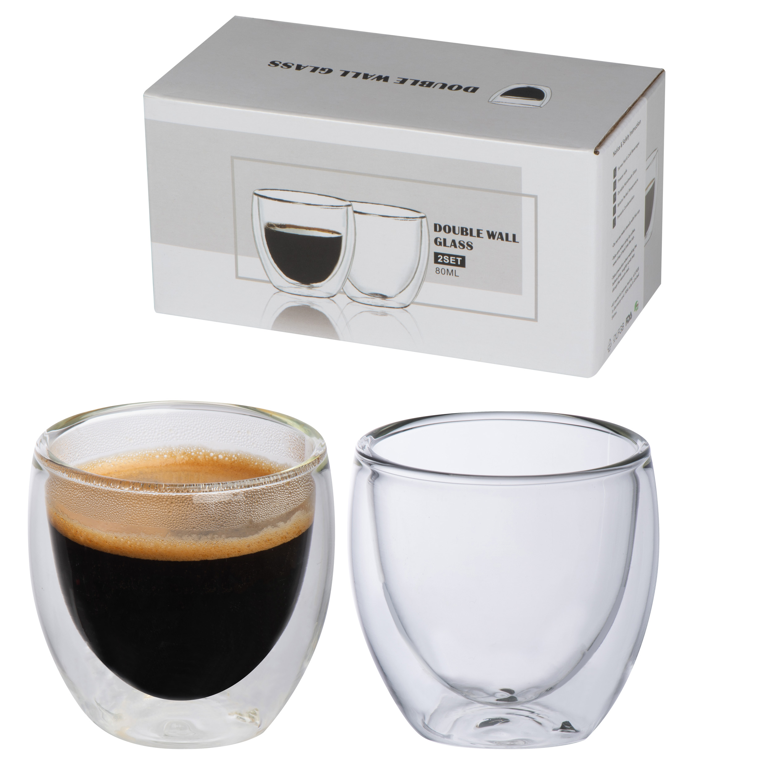 2er Set doppelwandige Espressotassen, 2 x 100 ml