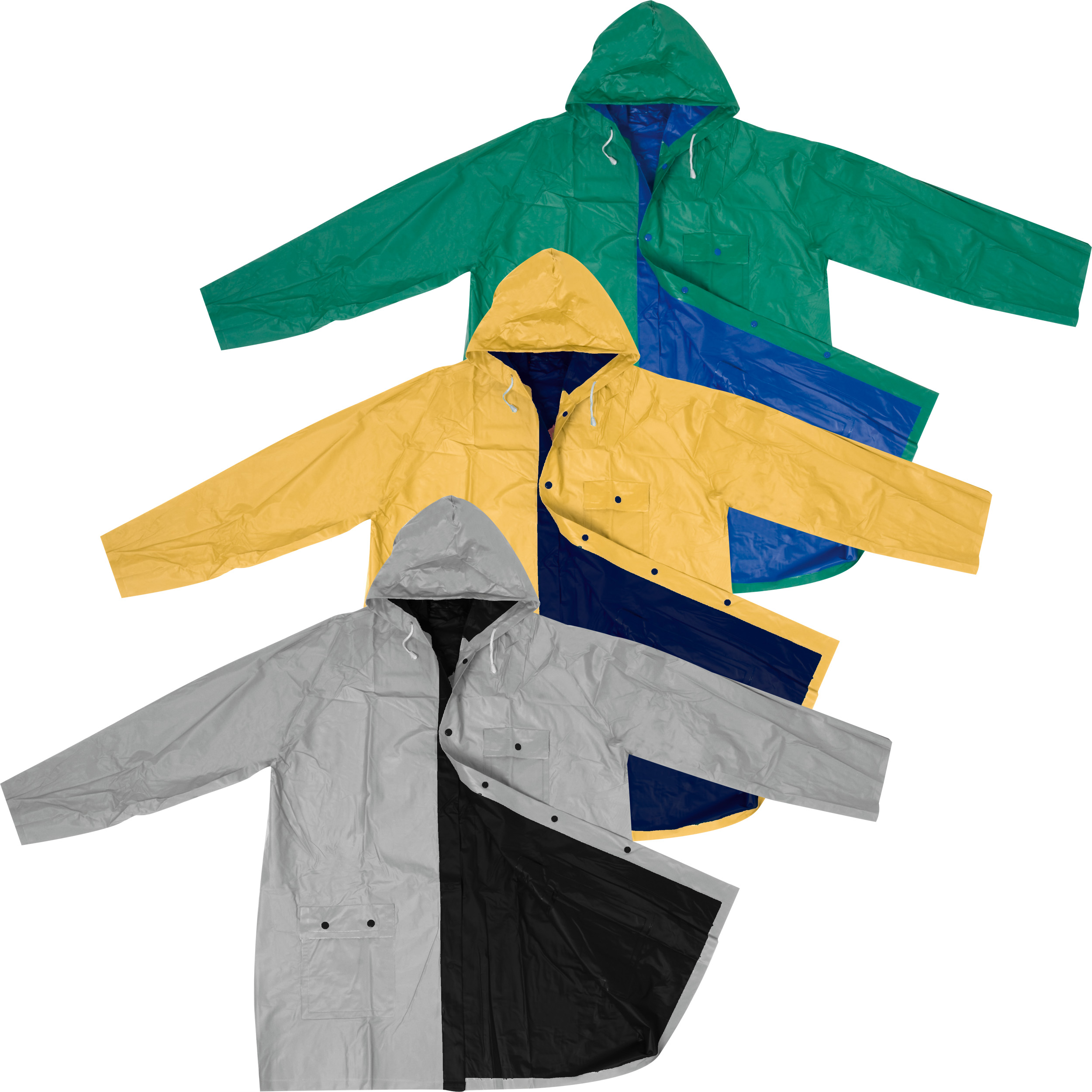 Zweifarbige phthalatfreie Wende-Regenjacke aus PVC