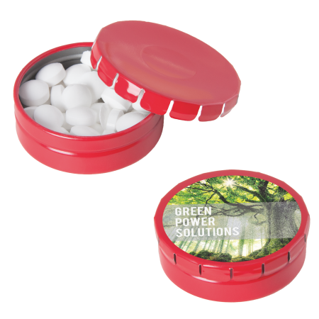 Runde Click-Blechdose 45 mm. mit ca. 12 gr. minties DIGITALDRUCK
