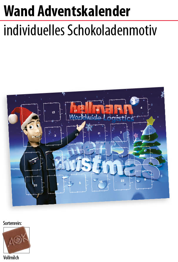 Wand Adventskalender individuelles Schokoladenmotiv