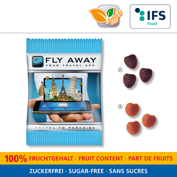 Paradise Fruits in kompostierbarem Werbetütchen