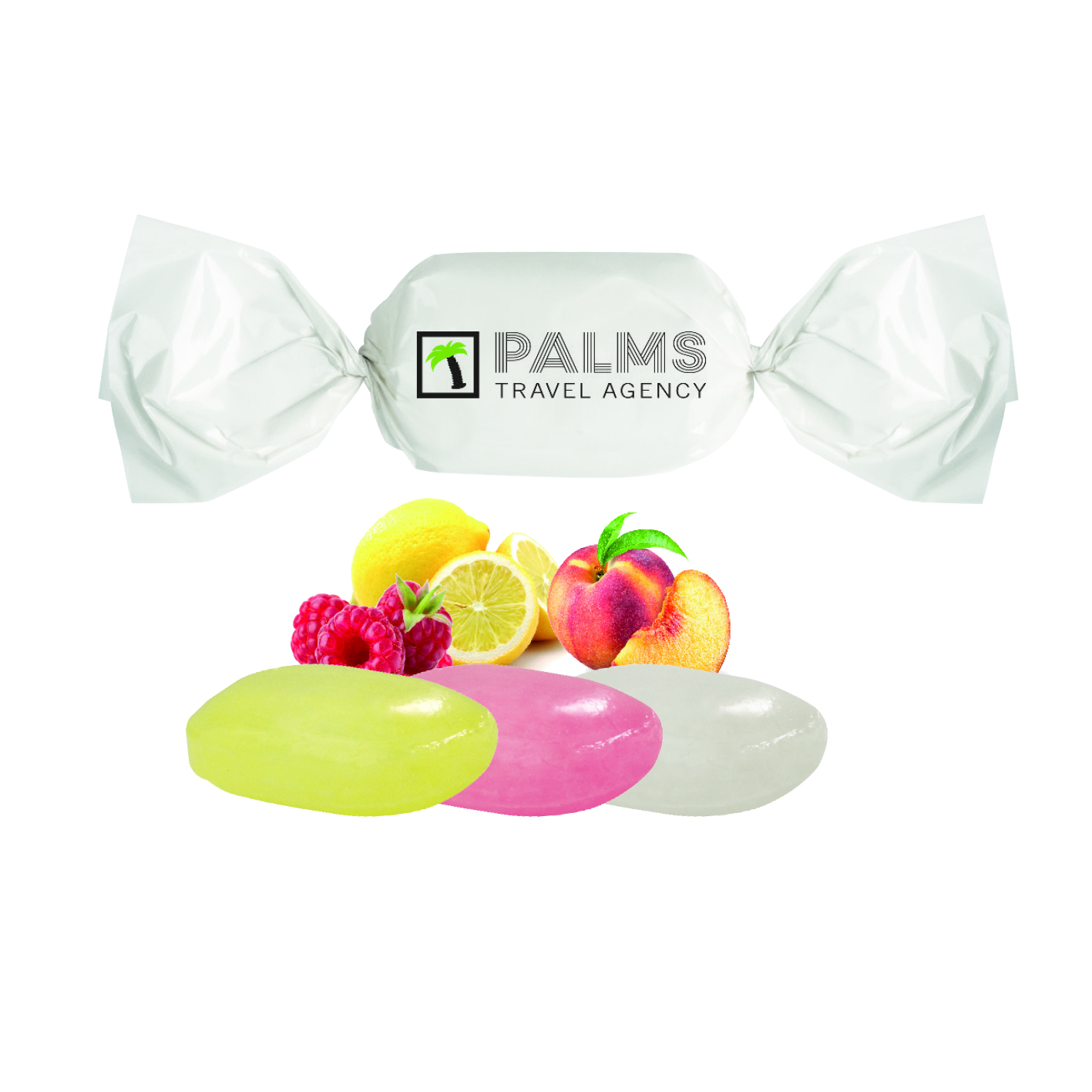 Bonbon im weißen Wickler, Multivitamin flüssig gefüllt