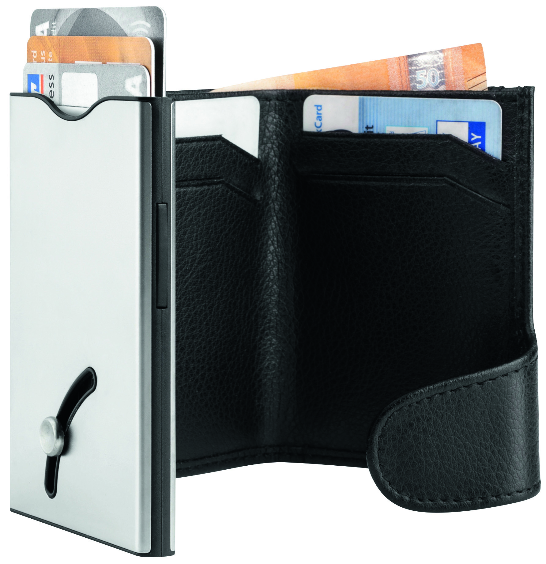 Blackmaxx® Kartensafe „IWalletdeLuxePro“ silber/schwarz