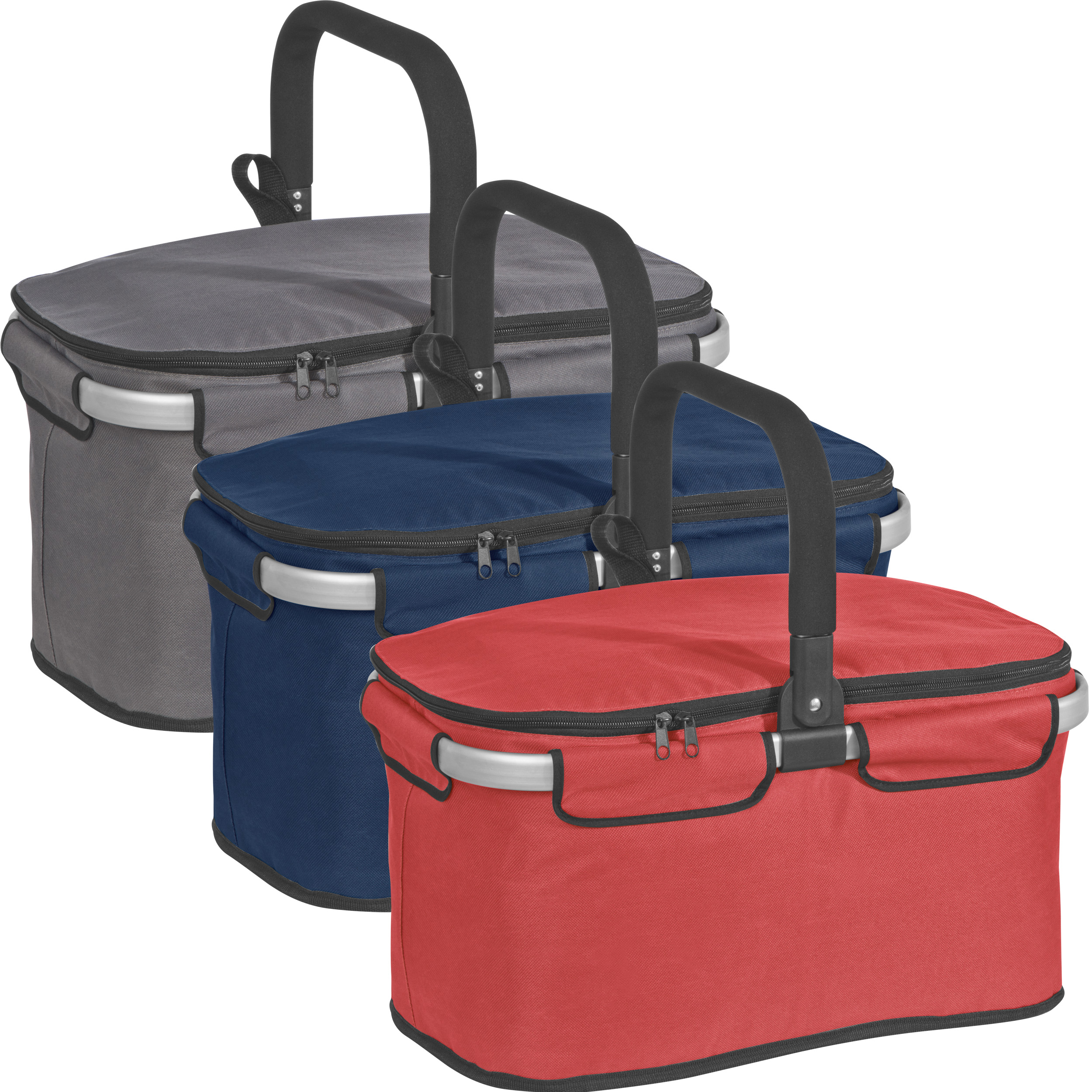 Einkaufskorb aus Polyester mit Tragehenkeln aus Aluminium und Kühlfach