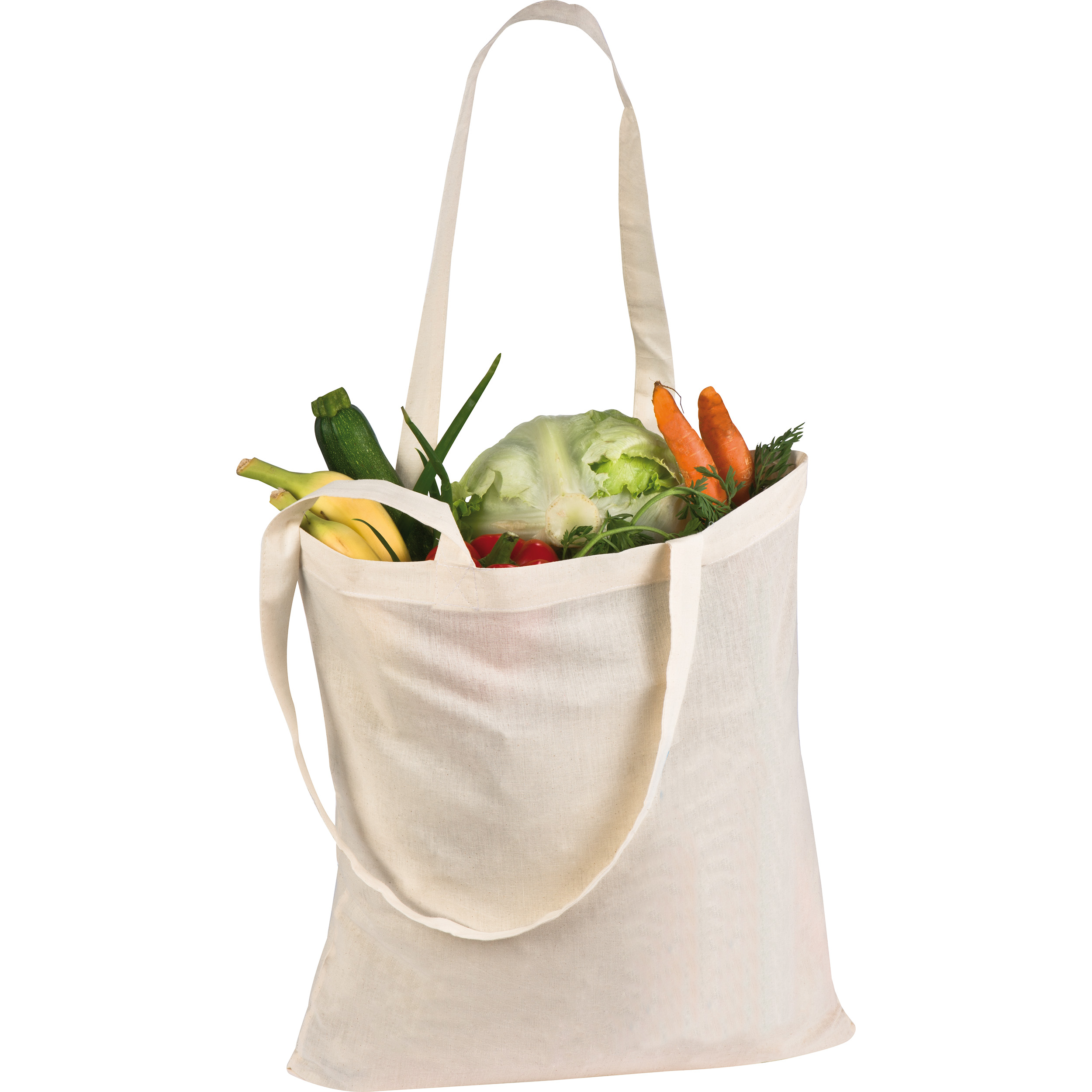 Naturfarbene Oeko-Tex® STANDARD 100 Naturfarbene Baumwolltasche mit langen Henkeln