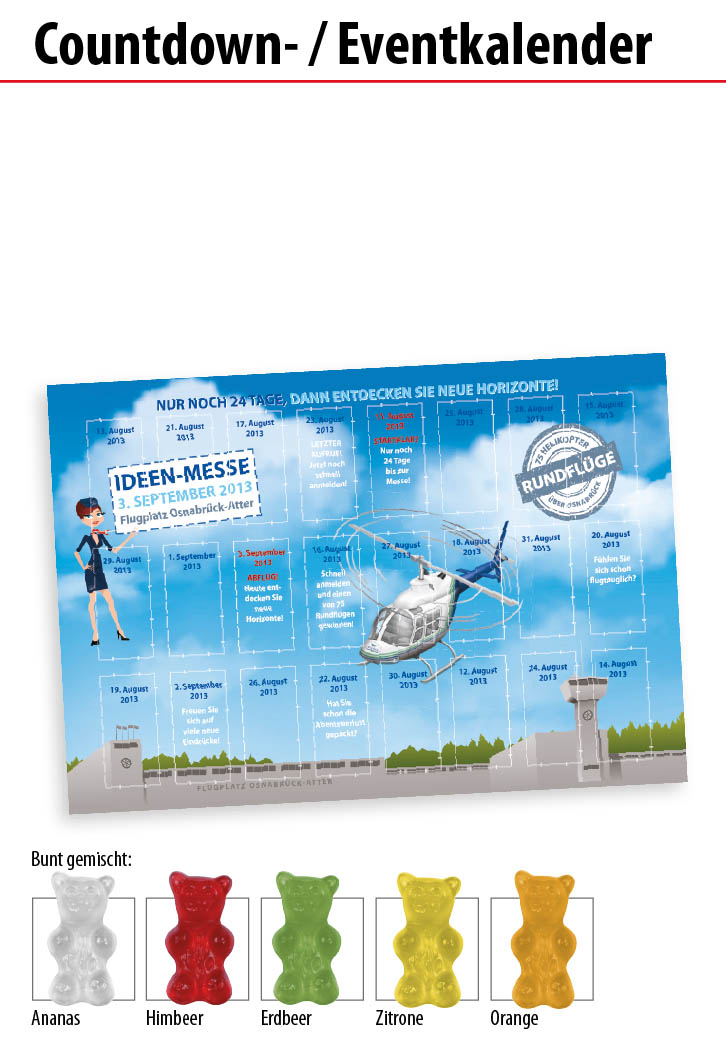 Wand Countdown-/ Eventkalender mit Haribo Bärli