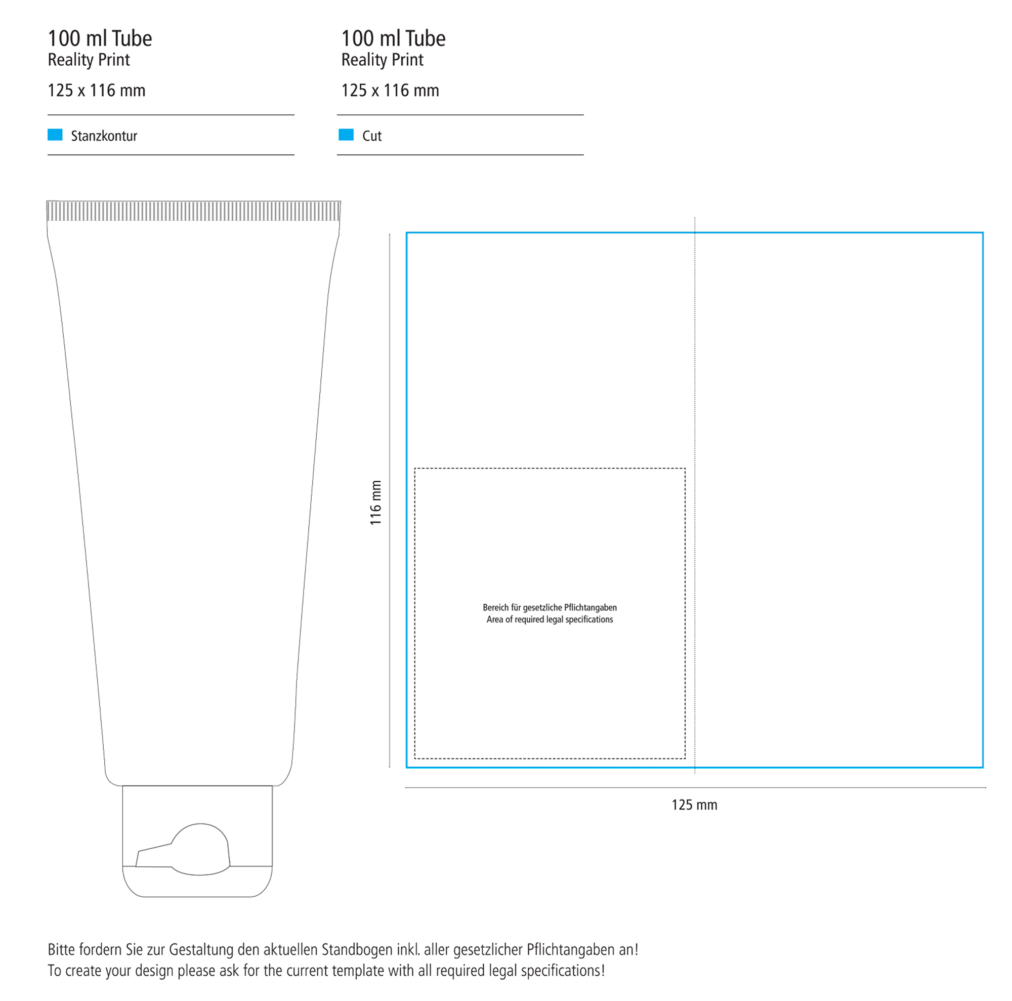 100 ml Tube mit Klappdeckel, weiß - Handreinigungsgel antibakteriell - RealityPrint