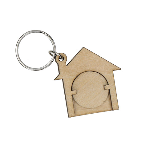 Holzchip-Schlüsselanhänger "House"