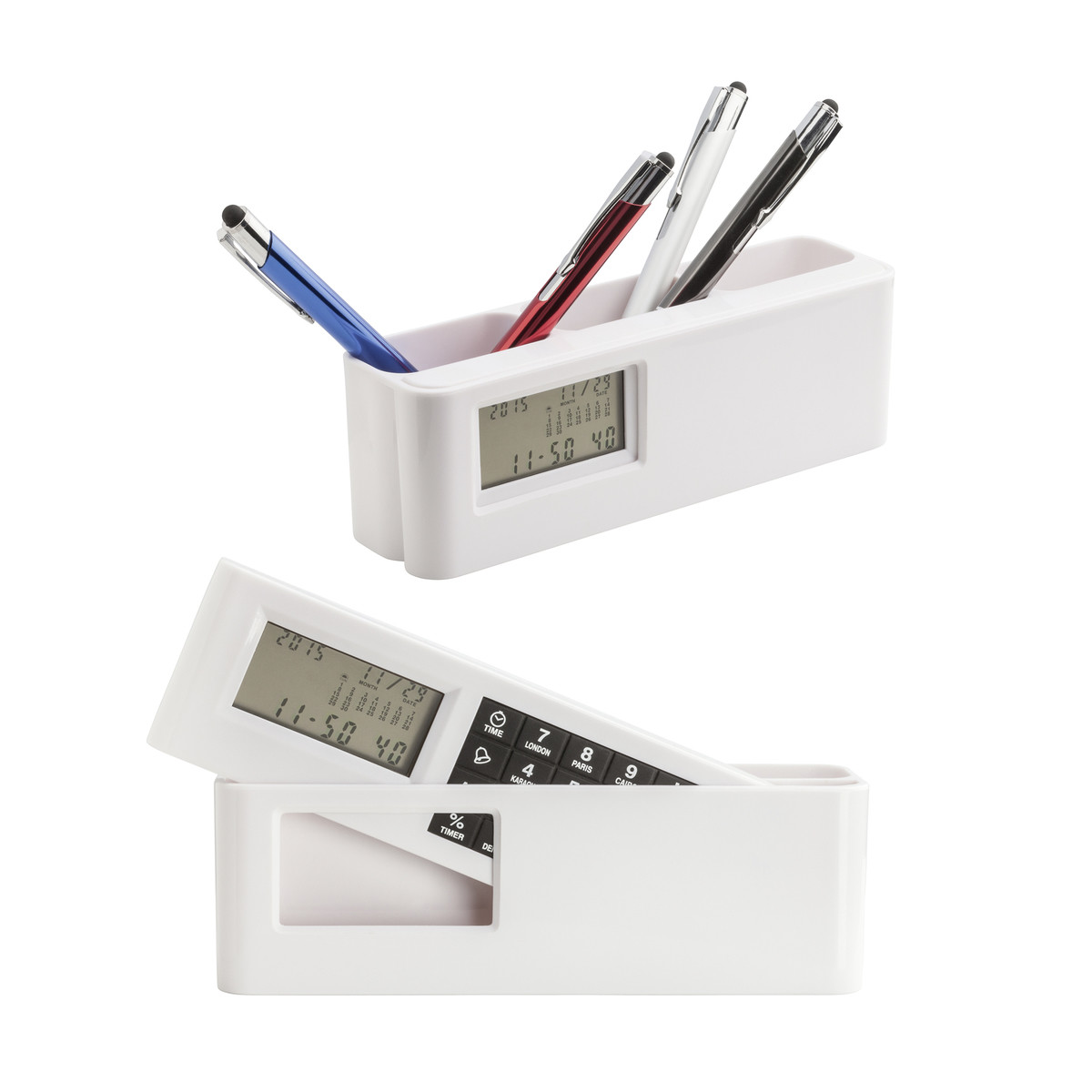 Stiftehalter mit Weltzeituhr REFLECTS-COTATI WHITE