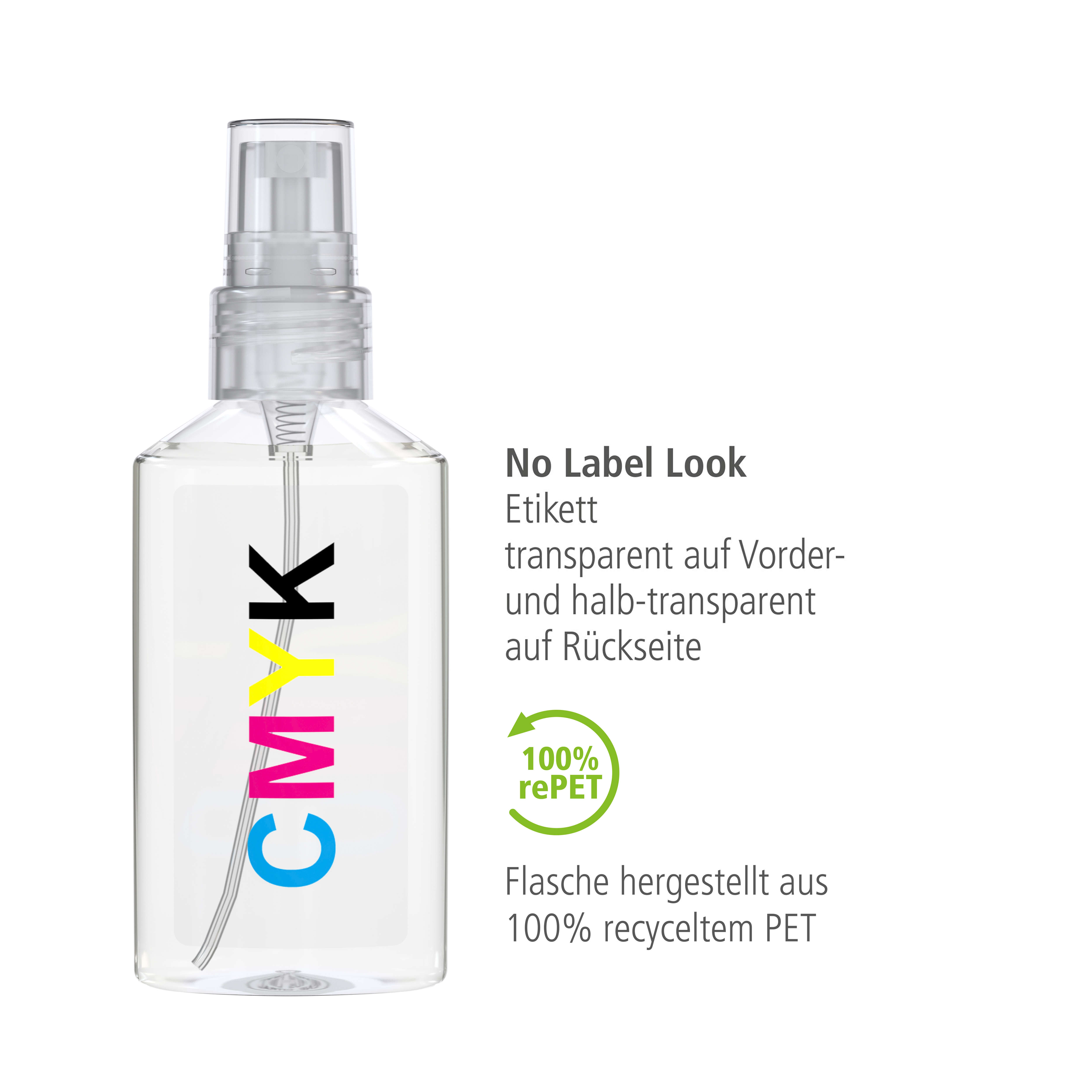 50 ml Spray (kristallklar) - Handreinigungsspray antibakteriell - No Label Look