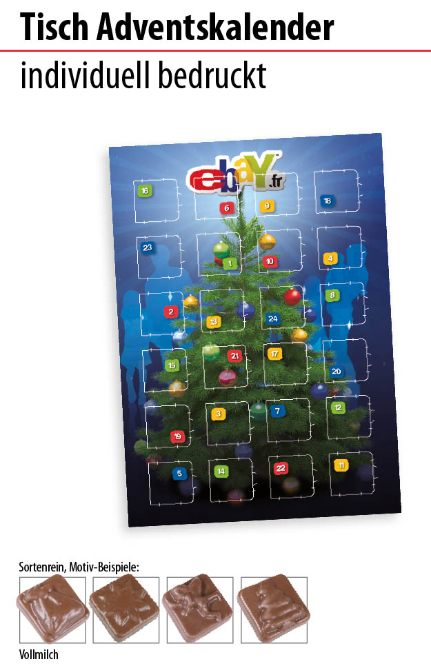 Tisch Adventskalender individuell bedruckt