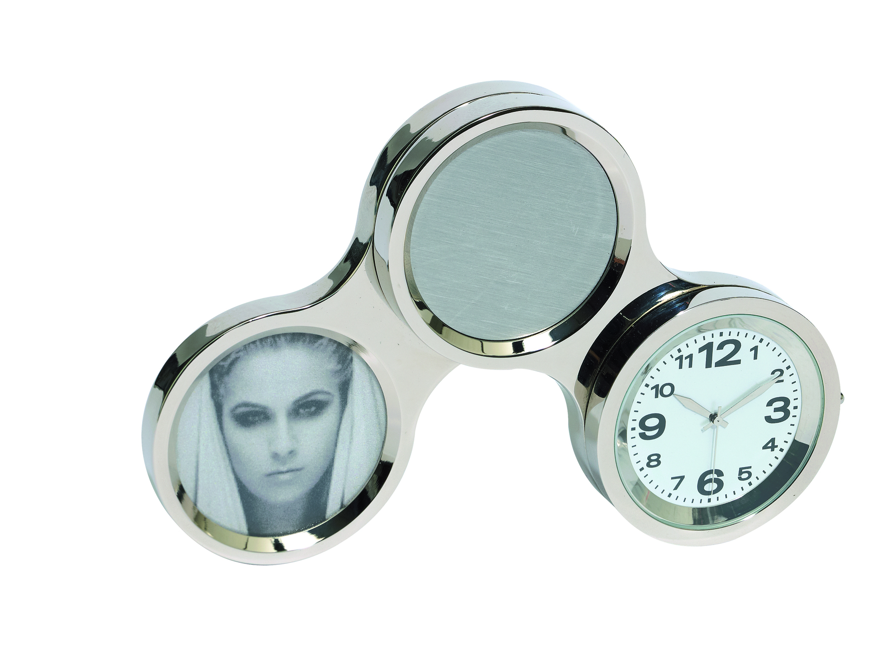 Tischuhr "Circle", Drehuhr m. Fotorahmen