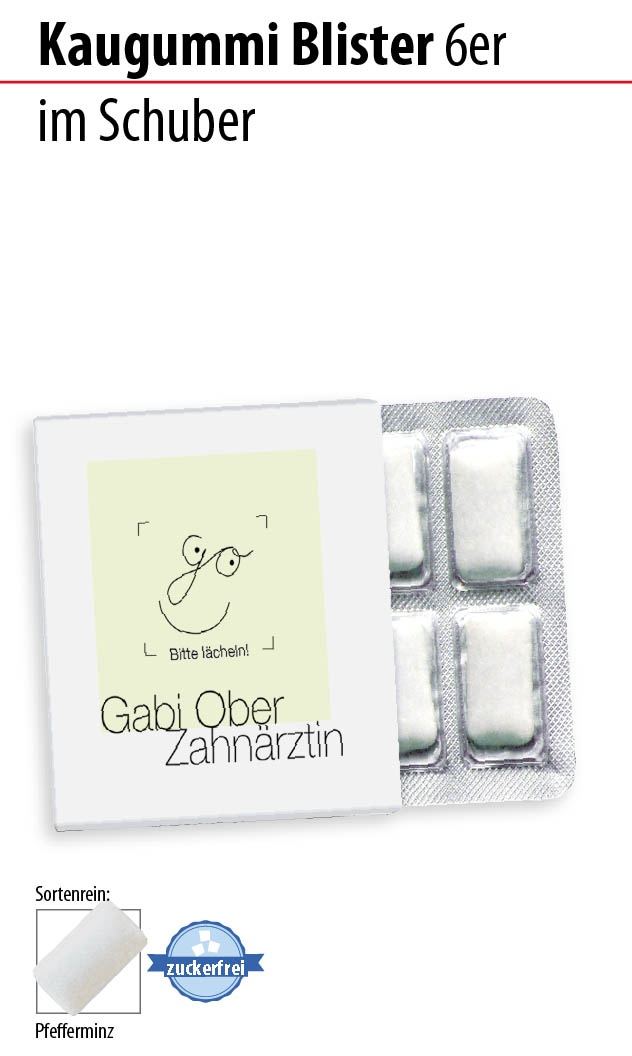 Kaugummi Blister 6er im Schuber