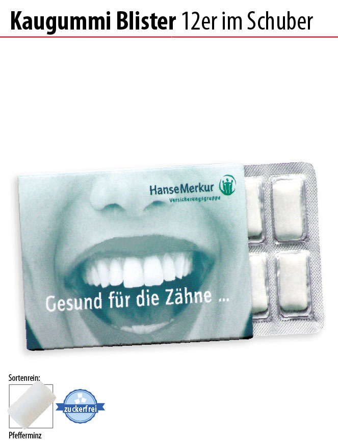 Kaugummi Blister 12er im Schuber