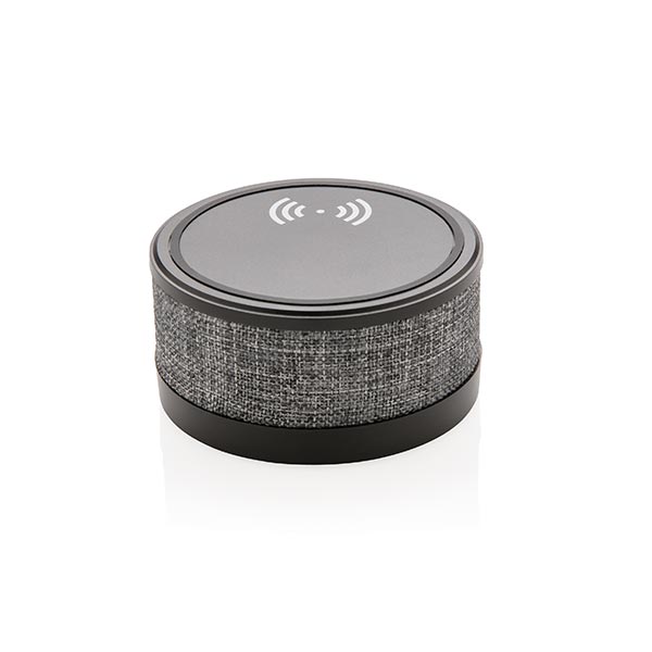 Wireless-Charger mit Lautsprecher im trendigen Stoffbezug